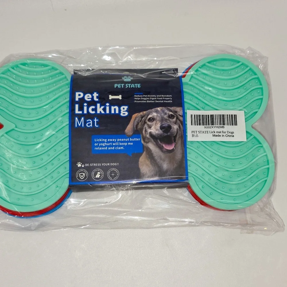 2 Pack Dog Lick Mat 3 Piece Set Silicone Slow Feeder Cat Puppy Anxiety Pet State